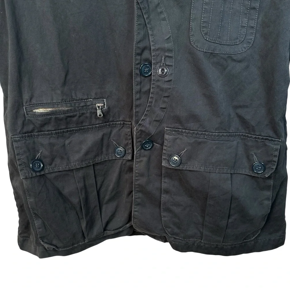 Pretty Green Utility Jacket Black Dark Grey Size L Casual Workwear - Picture 4 of 15